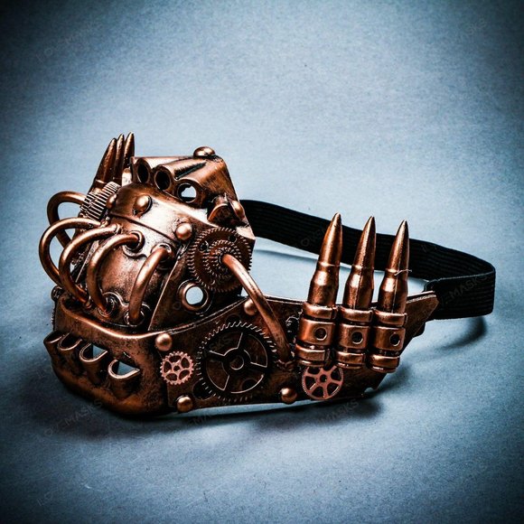 Steampunk Mouth Cover Jaw Mask Copper Robot Cosplay Party Halloween Face Mask - Picture 5 of 8